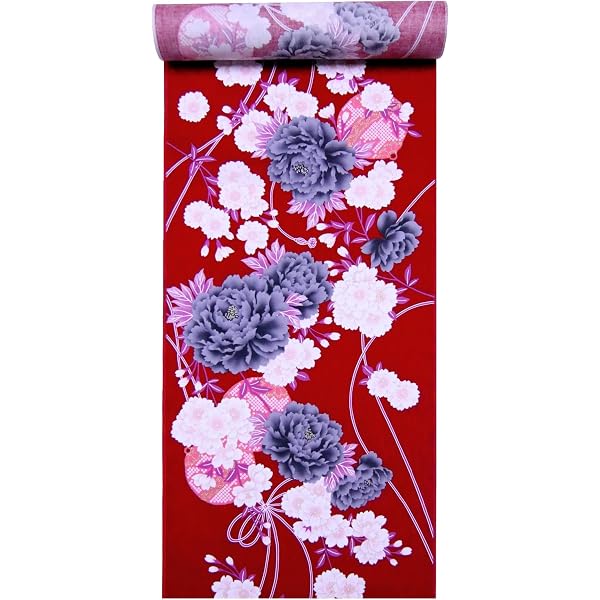Amazon.co.jp: 浴衣反物 No.6・紫地・桜・変則市松柄 : ホビー